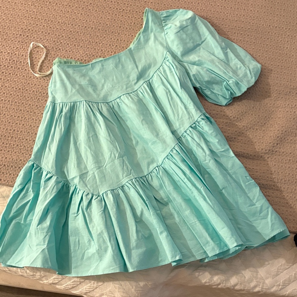 Chic One Shoulder Aqua Dress